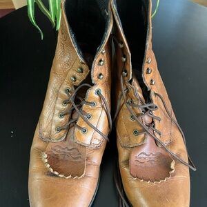 Ariat Brown Leather Boots with Classic Lace-Up Design